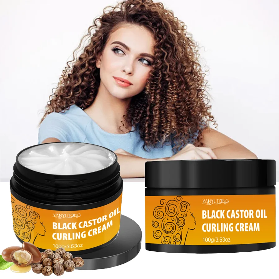 Black Castor Oil Curling Cream 100g, Moisturizing Hair Styling Cream for Natural Curls 1 black castor oil curling cream sit 6u8by3h9 desc 1