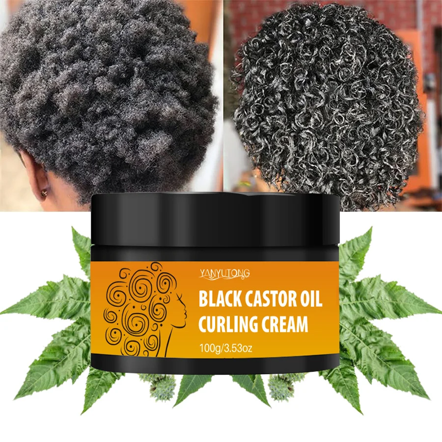 Black Castor Oil Curling Cream 100g, Moisturizing Hair Styling Cream for Natural Curls 2 black castor oil curling cream sit 6u8by3h9 desc 2