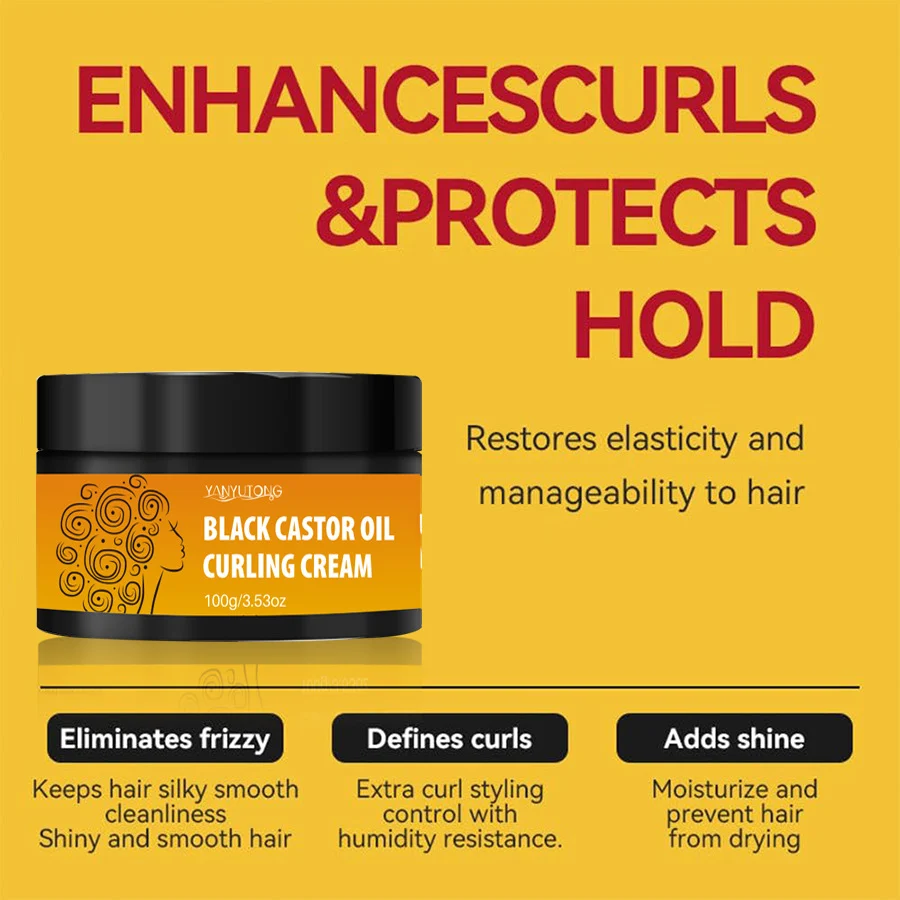 Black Castor Oil Curling Cream 100g, Moisturizing Hair Styling Cream for Natural Curls 5 black castor oil curling cream sit 6u8by3h9 desc 5