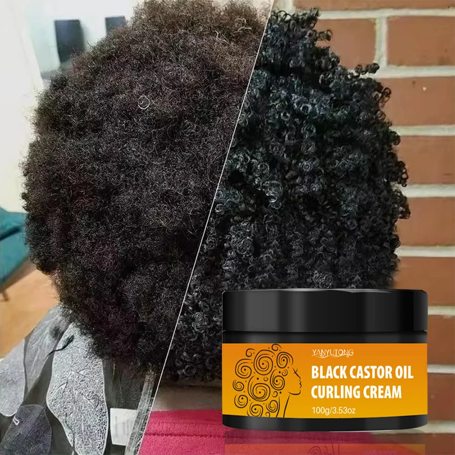 Black Castor Oil Curling Cream 100g, Moisturizing Hair Styling Cream for Natural Curls 7 black castor oil curling cream sit 6u8by3h9 desc 7