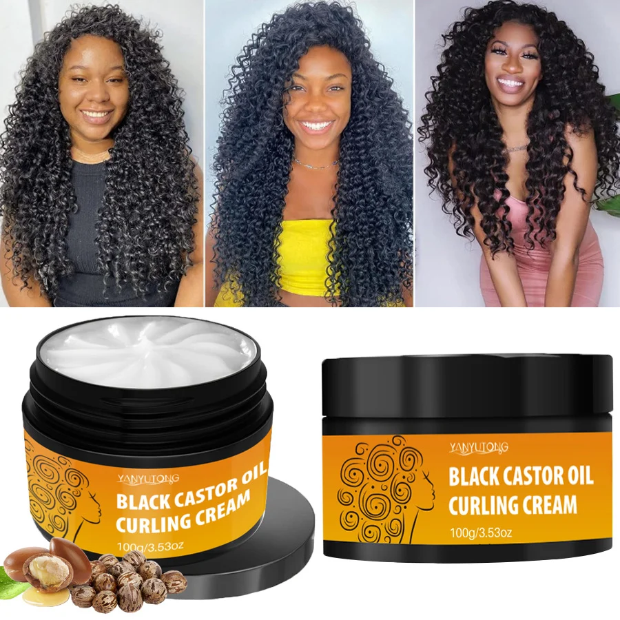 Black Castor Oil Curling Cream 100g, Moisturizing Hair Styling Cream for Natural Curls 8 black castor oil curling cream sit 6u8by3h9 desc 8