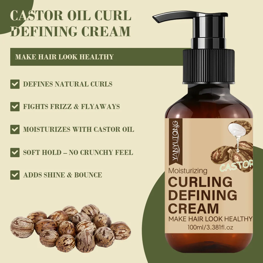 Castor Oil Curl Defining Cream 100ml – Moisturizing & Frizz Control Hair Styling 3 castor oil curl defining cream sit zanuc3gw desc 3