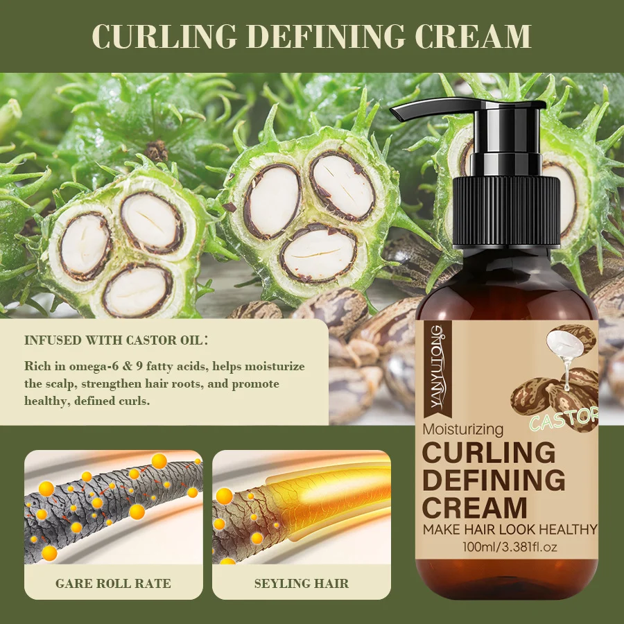 Castor Oil Curl Defining Cream 100ml – Moisturizing & Frizz Control Hair Styling 6 castor oil curl defining cream sit zanuc3gw desc 6