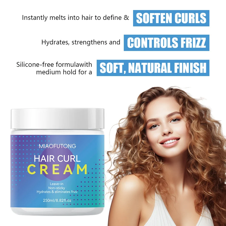 Miaofutong Hair Curl Cream Leave-in Styling Cream for Curly Hair, Hydrates & Defines, Non-Sticky, 250ml 9 hair curl cream styling sit 5zrse5ht desc 9