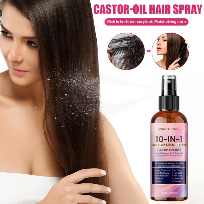 MIAOFUTONG 10-in-1 Hair Sleek Strength Spray with Multiple Plant Oils for Frizz Control & Shine 5 hair sleek strength spray sit r37q7mq5 desc 5
