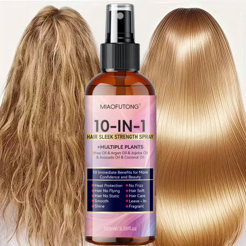 MIAOFUTONG 10-in-1 Hair Sleek Strength Spray with Multiple Plant Oils for Frizz Control & Shine 7 hair sleek strength spray sit r37q7mq5 desc 7
