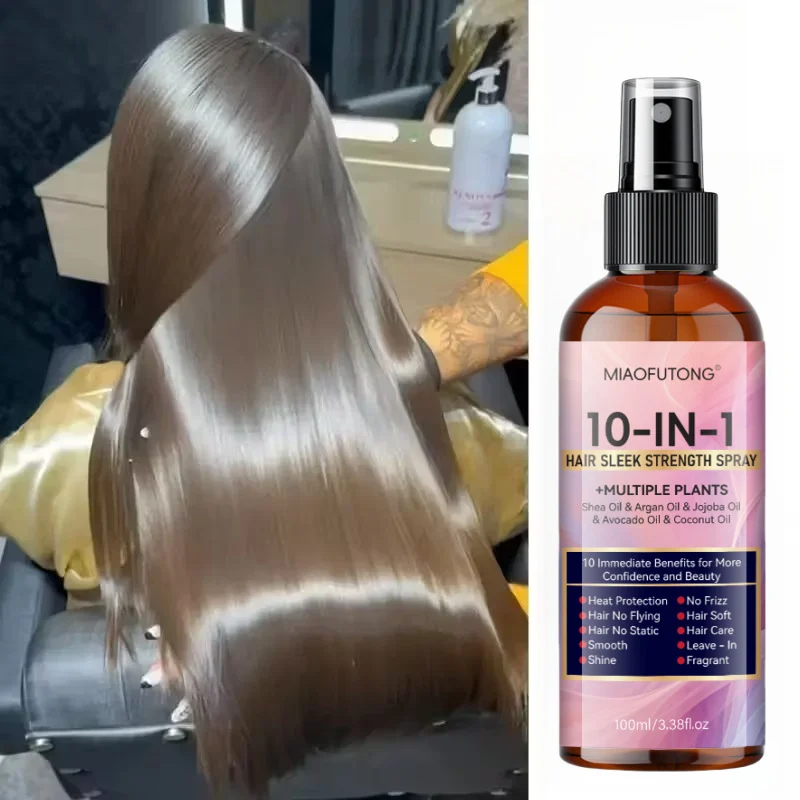 MIAOFUTONG 10-in-1 Hair Sleek Strength Spray with Multiple Plant Oils for Frizz Control & Shine 8 hair sleek strength spray sit r37q7mq5 desc 8