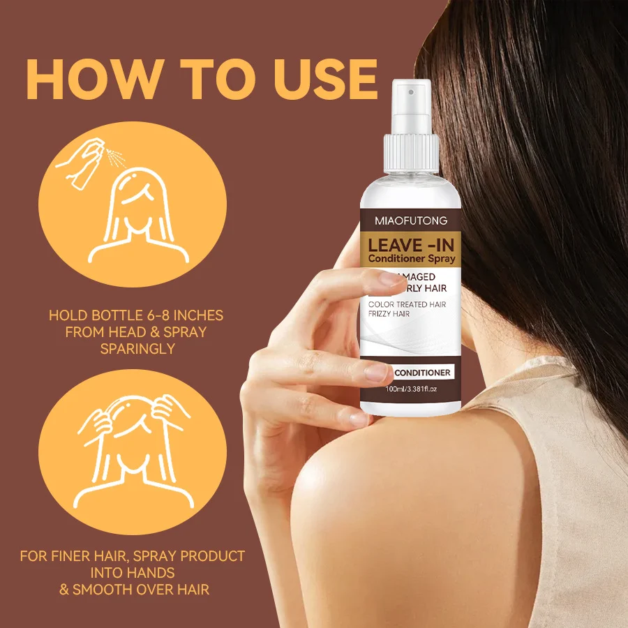 MIAOFUTONG Leave-In Conditioner Spray for Frizzy Dry Damaged Hair 100ml 2 leave in conditioner spray sit bu9f2dgp desc 2