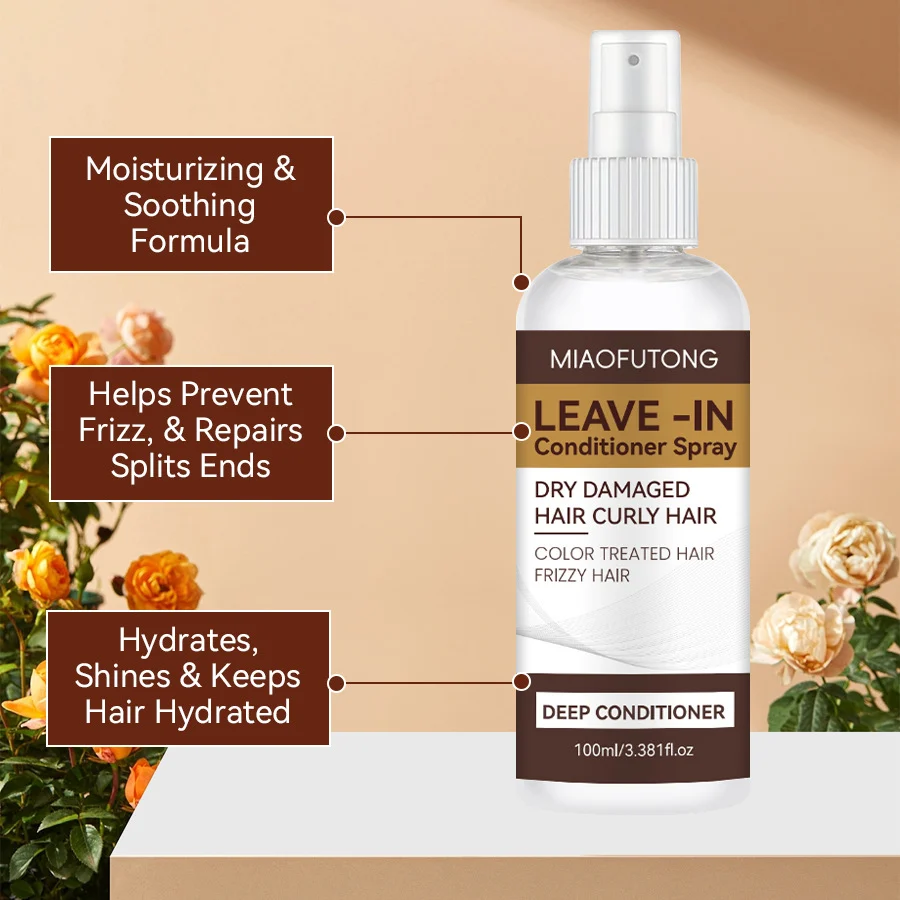 MIAOFUTONG Leave-In Conditioner Spray for Frizzy Dry Damaged Hair 100ml 8 leave in conditioner spray sit bu9f2dgp desc 8