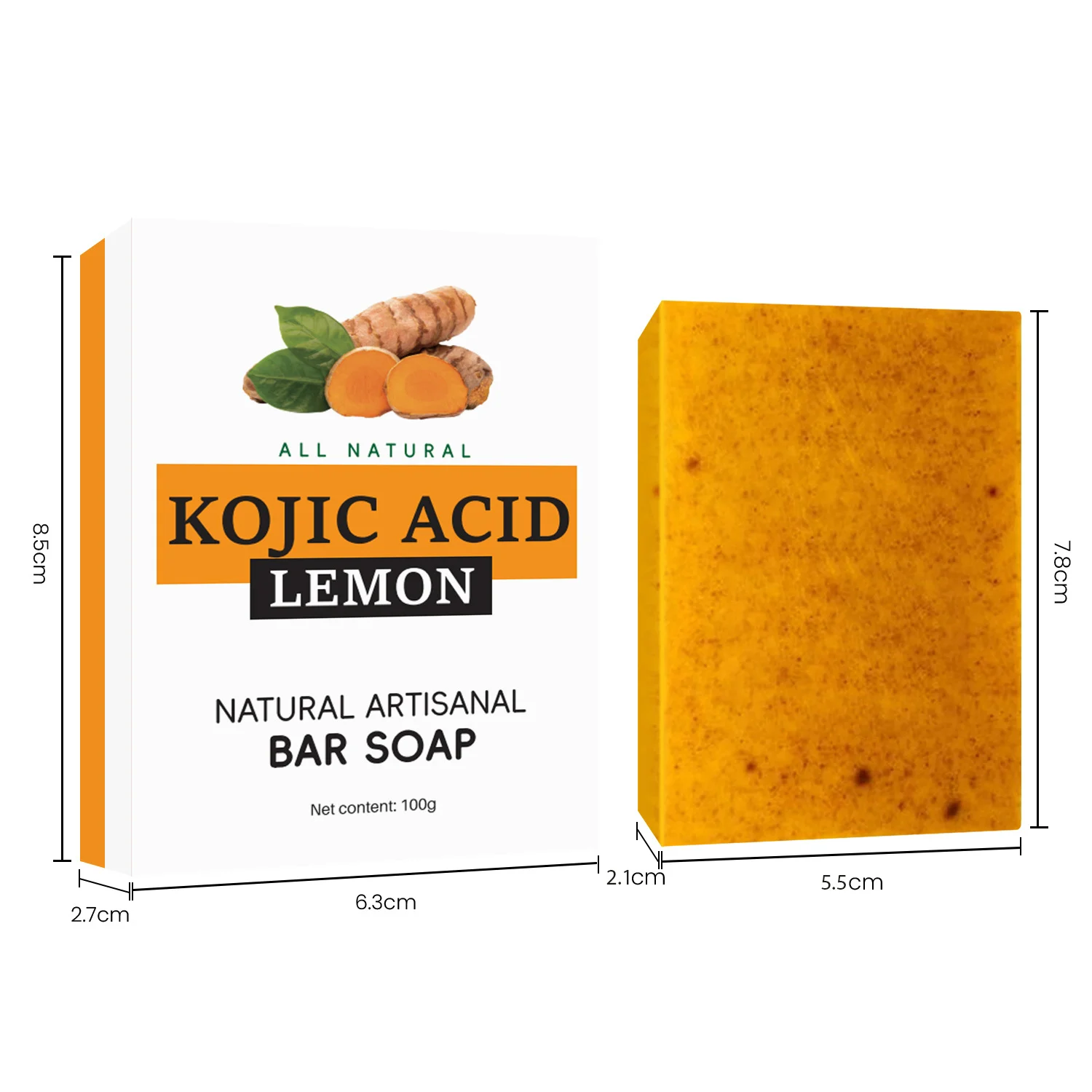 Turmeric Kojic Acid Soap Bar - Brightening & Exfoliating Face and Body Cleanser 2 lemon turmeric kojic acid brightening soap sit wctej7zr sit z4mnqyf3