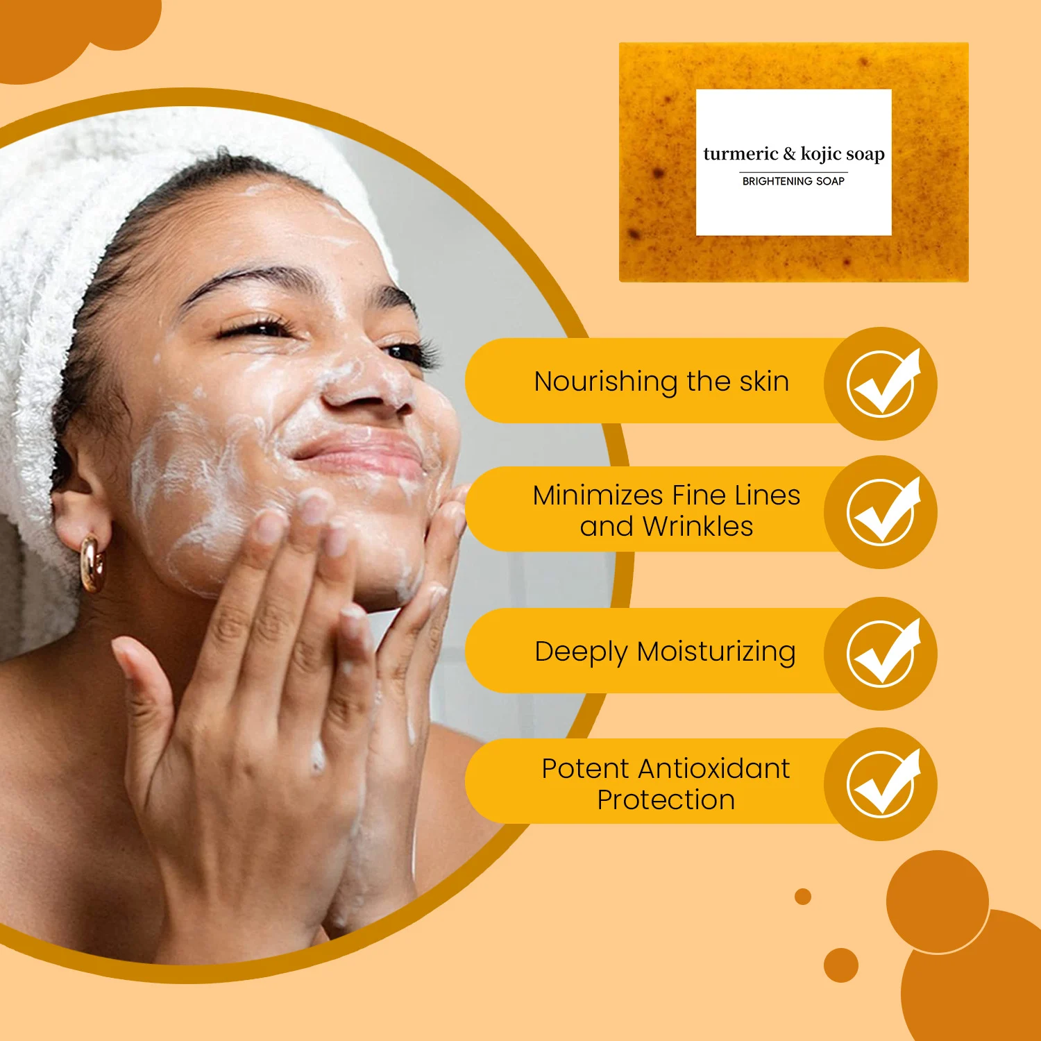 Turmeric Kojic Acid Soap Bar - Brightening & Exfoliating Face and Body Cleanser 9 turmeric kojic acid brightening soap sit qmthc9t9 desc 9