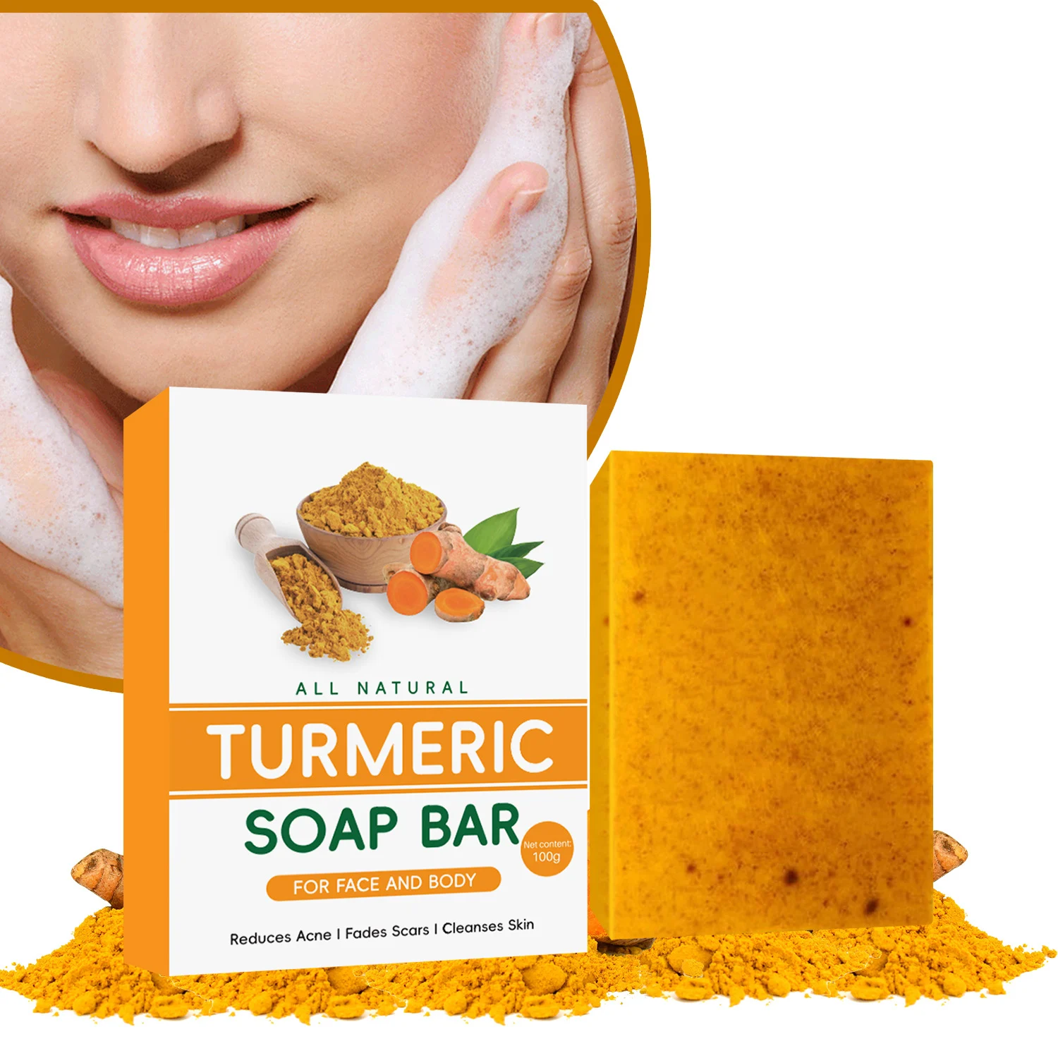 Turmeric and Kojic Acid Brightening Soap Bar for Face and Body - uneven tone Corrector 8 turmeric lemon kojic acid brightening soap sit rdh9653y desc 10
