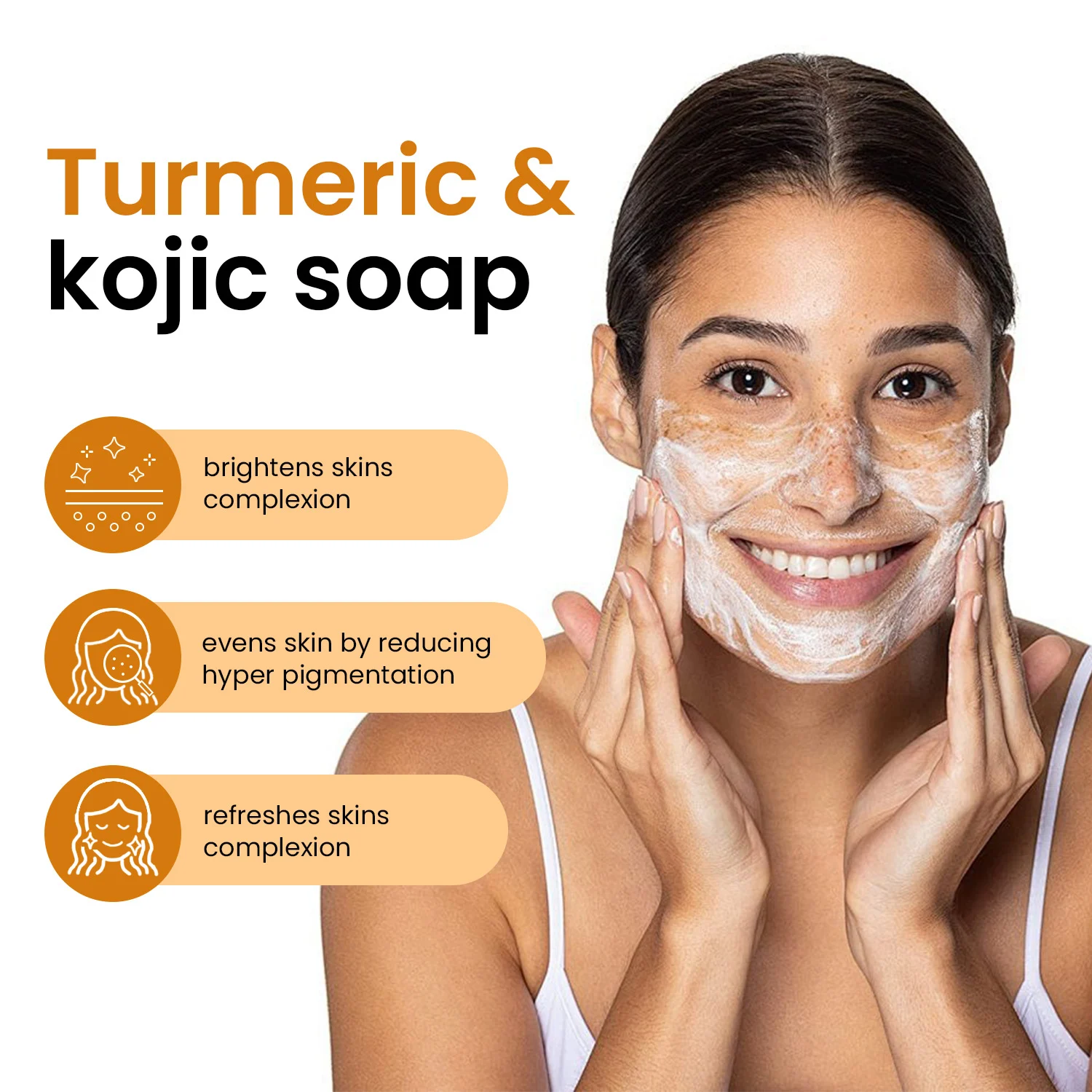 Turmeric and Kojic Acid Brightening Soap Bar for Face and Body - uneven tone Corrector 19 turmeric lemon kojic acid brightening soap sit rdh9653y desc 4