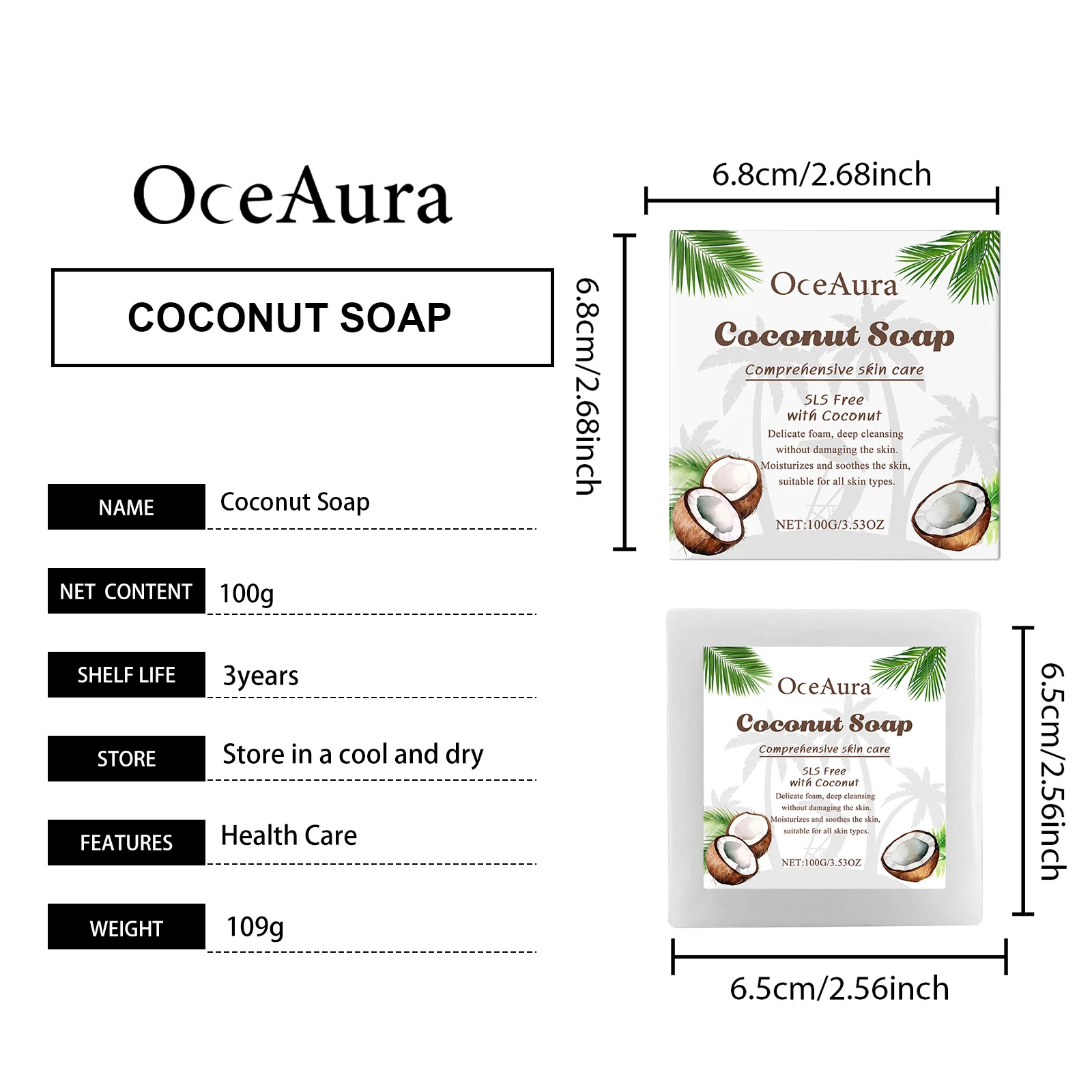 OceAura Coconut Skin Soothing Soap for Gentle Cleansing and Moisturizing 1 coconut skin soap mia 4atf5fm3 desc 1