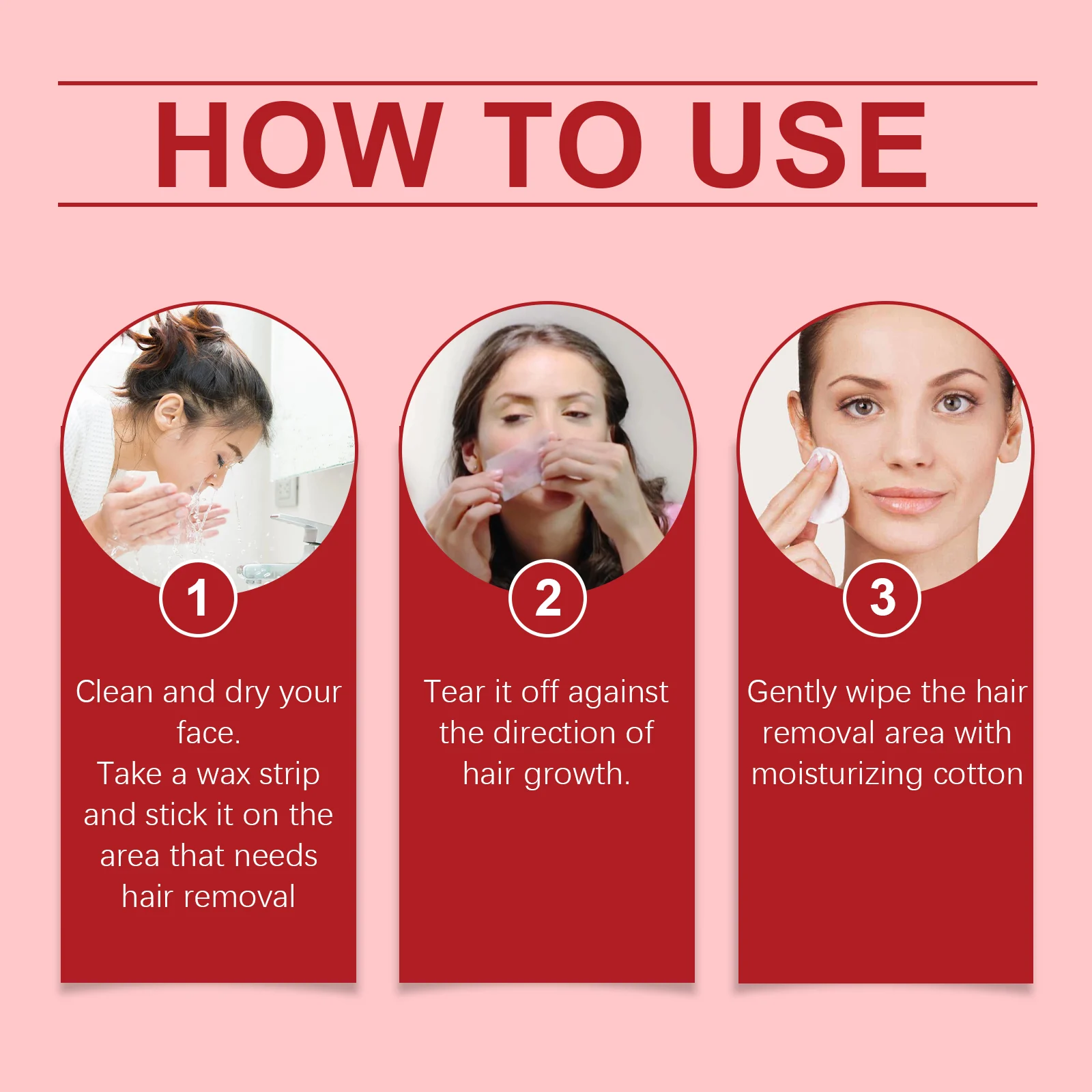 OUHOE Rose Gentle Facial Hair Removal Wax Strips for Face, Chin, Lip, Brow - 20 Pieces 3 facial hair removal wax strips mia hxhncwhw desc 3