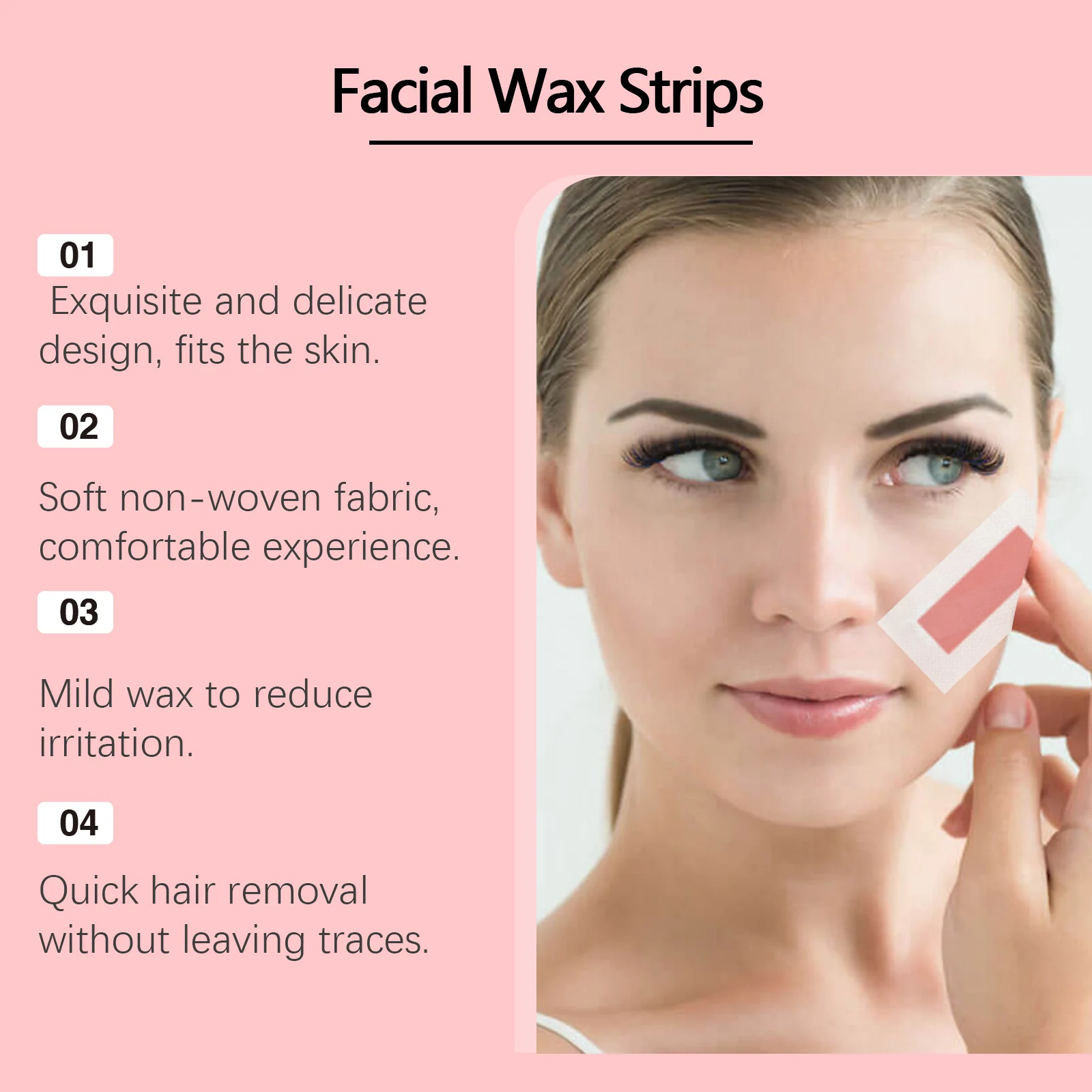 OUHOE Rose Gentle Facial Hair Removal Wax Strips for Face, Chin, Lip, Brow - 20 Pieces 6 facial hair removal wax strips mia hxhncwhw desc 6