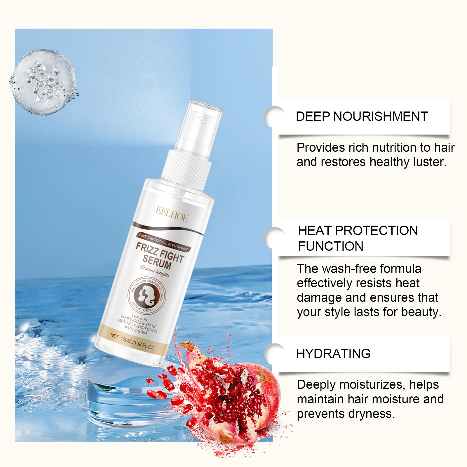 Heat Protectant Pre-Styling Spray 100ml Nourishes Smooths Frizz Control Shine Serum 5 heat protectant pre styling spray 100ml mia c7rrzbnp desc 5