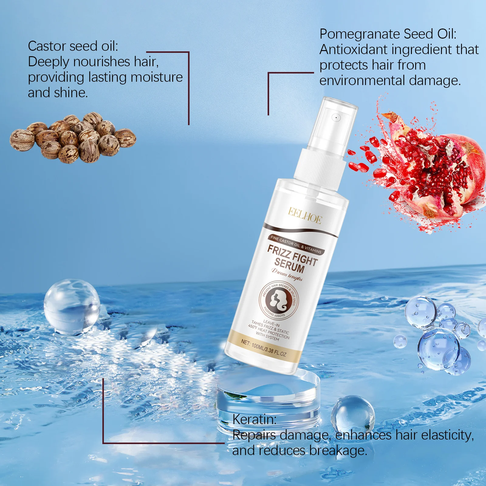Heat Protectant Pre-Styling Spray 100ml Nourishes Smooths Frizz Control Shine Serum 6 heat protectant pre styling spray 100ml mia c7rrzbnp desc 6