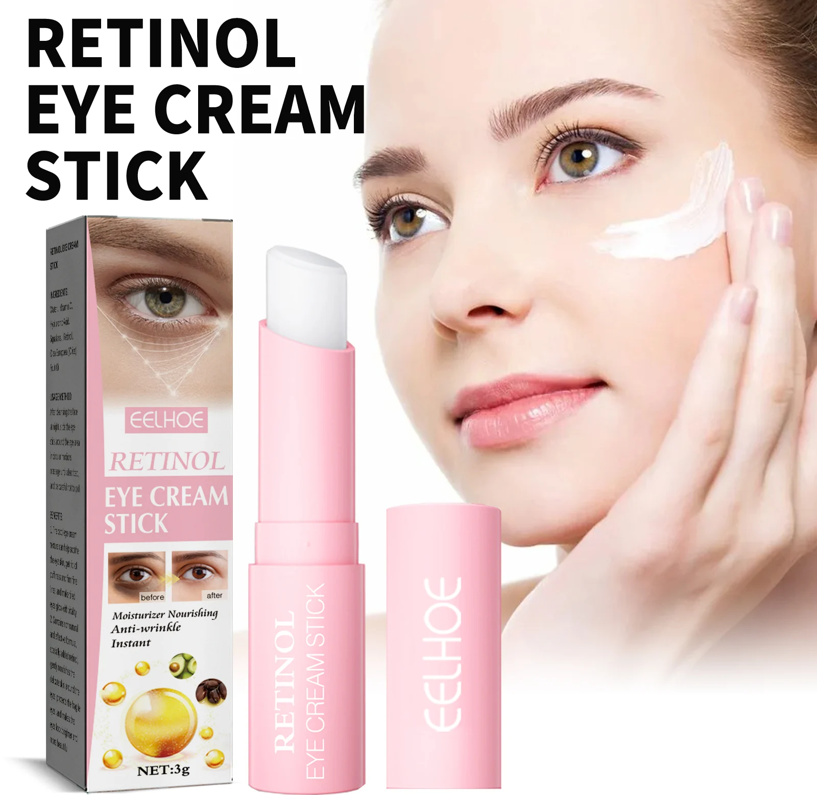 Retinol Eye Cream Stick 3g to Reduce Wrinkles, Dark Circles and Tighten Eye Skin 1 retinol eye cream stick 3g mia kpz6xxb8 desc 1